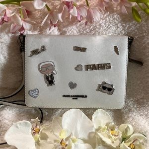 Karl Lagerfeld Lourdes Karl and Choupette crossbody in white💕